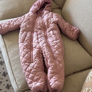 Free Country Quilted Pink  Baby Girl  One Piece Snowsuit  12 Months